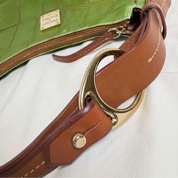 DOONEY & BOURKE  Green Croco Croc Embossed Leather Shoulder Bag Y2K - Picture 11 of 12